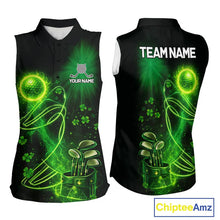 Load image into Gallery viewer, Green shamrock lightning thunder St Patrick's Day Sleeveless Polo Shirts custom ladies golf outfits NQS11415