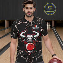 Load image into Gallery viewer, Bowling Bull Thunder Lightning Black and Red Bowling shirts for men custom Bowling Team League Jersey NQS11417