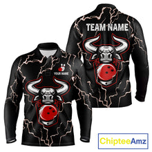 Load image into Gallery viewer, Bowling Bull Thunder Lightning Black and Red Bowling shirts for men custom Bowling Team League Jersey NQS11417