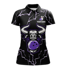 Load image into Gallery viewer, Bowling Bull Thunder Lightning Black Purple Bowling shirt for Women custom Bowling Team League Jersey NQS11419