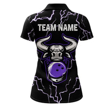 Load image into Gallery viewer, Bowling Bull Thunder Lightning Black Purple Bowling shirt for Women custom Bowling Team League Jersey NQS11419