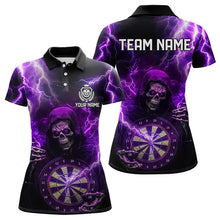Load image into Gallery viewer, Skull Purple lightning thunder Darts Shirts For Women Custom Dart Team Jerseys NQS9494