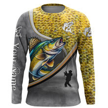 Load image into Gallery viewer, Walleye personalized fishing shirts freshwater fishing apparel, fishing shirts for men, women and kid NQS1410