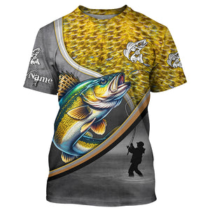 Walleye personalized fishing shirts freshwater fishing apparel, fishing shirts for men, women and kid NQS1410