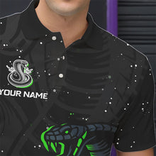 Load image into Gallery viewer, Black and Green Cobra Snake Bowling Polo, Quarter Zip Shirts For Men Custom Name Bowling Team Shirts NQS9655