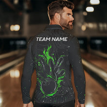 Load image into Gallery viewer, Black and Green Cobra Snake Bowling Polo, Quarter Zip Shirts For Men Custom Name Bowling Team Shirts NQS9655