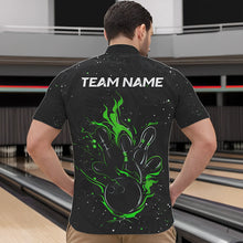 Load image into Gallery viewer, Black and Green Cobra Snake Bowling Polo, Quarter Zip Shirts For Men Custom Name Bowling Team Shirts NQS9655