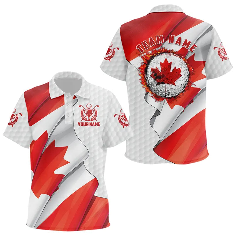 Canadian flag Kid Golf polo shirts custom white team patriotic golf shirts for Kid NQS9657