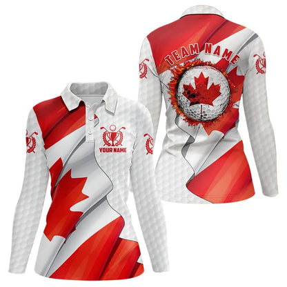 Canadian flag Womens golf polo shirts custom white team patriotic golf shirts ladies NQS9657
