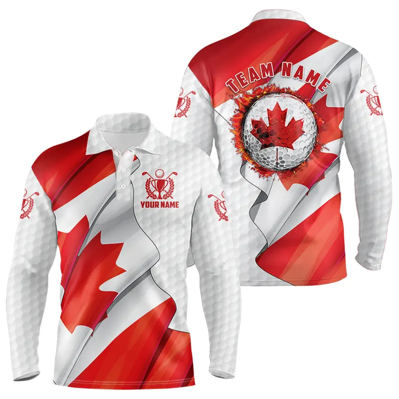 Canadian flag Mens golf polo shirts custom white golf ball team patriotic golf shirts for mens golfers NQS9657