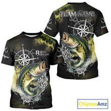 Load image into Gallery viewer, Personalized Black and Green Bass fishing scales compass Performance long sleeve Fishing Team Shirts NQS11725