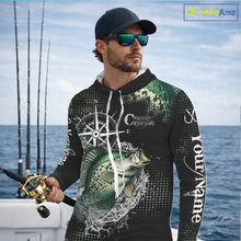 Load image into Gallery viewer, Custom Black and Green Crappie fishing scales compass Performance long sleeve Fishing Team Shirts NQS11727