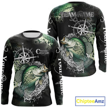 Load image into Gallery viewer, Custom Black and Green Crappie fishing scales compass Performance long sleeve Fishing Team Shirts NQS11727