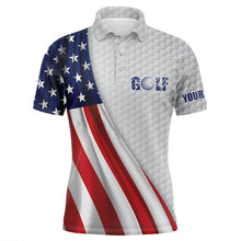 Load image into Gallery viewer, American flag white golf ball skin Mens golf polo shirts custom name patriotic golf tops for mens NQS5444