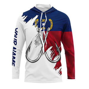 North Carolina flag NC Fishing Fish Hook UV protection custom long sleeve Patriotic fishing apparel NQS8016