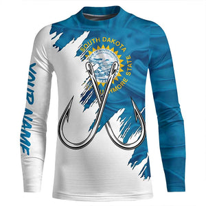 South Dakota flag SD Fishing Fish Hook UV protection custom long sleeve Patriotic fishing apparel NQS8017