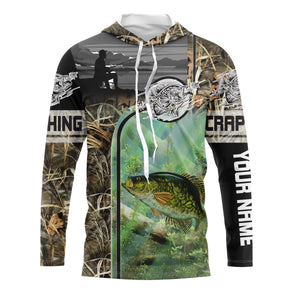 Crappie Fishing Camo 3D UV protection customize name long sleeves shirt gift for Fishing lovers NQS701