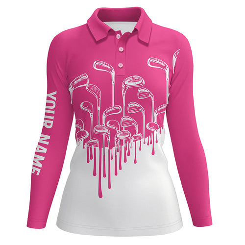 Pink white Womens golf polo shirts custom golf clubs golf clothing for women, golfer gifts for ladies NQS6113