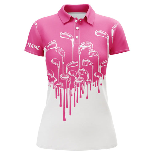 Pink white Womens golf polo shirts custom golf clubs golf clothing for women, golfer gifts for ladies NQS6113