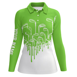 Green and white Womens golf polo shirts custom golf clubs golf clothing for women, golfer gifts NQS6114