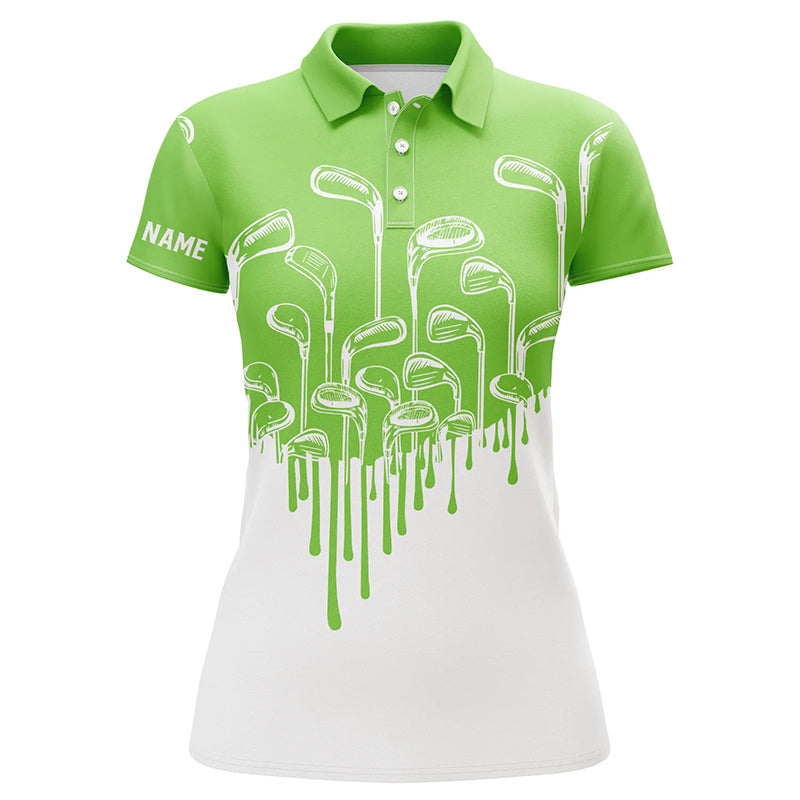 Green and white Womens golf polo shirts custom golf clubs golf clothing for women, golfer gifts NQS6114