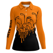 Load image into Gallery viewer, Orange and black Halloween golf clubs Womens golf polo shirts female golf attire, golfing gifts NQS6115