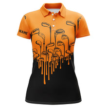 Load image into Gallery viewer, Orange and black Halloween golf clubs Womens golf polo shirts female golf attire, golfing gifts NQS6115