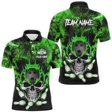 Load image into Gallery viewer, Green smoke Skull bowling Polo, Quarter Zip shirt for men Custom Team bowling League jerseys NQS8211