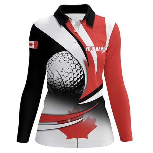 Canadian Flag Womens golf polo shirts Custom patriotic golf outfits women, personalized golf gifts NQS8213
