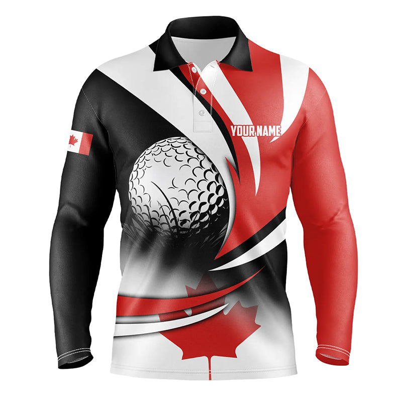 Canadian Flag Mens Golf Polo Shirts Custom patriotic golf outfits men, personalized golf gifts NQS8213