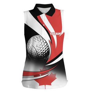 Canadian Flag Women sleeveless polo shirt Custom patriotic golf outfits women, personalized golf gifts NQS8213