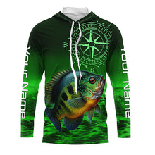 Load image into Gallery viewer, Personalized Bluegill Green Long Sleeve Performance Fishing Shirts, Bluegill compass tournament Shirts NQS6332