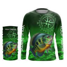 Load image into Gallery viewer, Personalized Bluegill Green Long Sleeve Performance Fishing Shirts, Bluegill compass tournament Shirts NQS6332