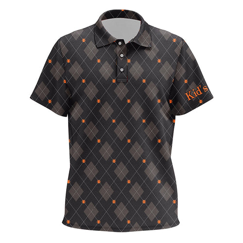 Halloween Black argyle pattern spider Kid golf polo shirt custom halloween golf shirts NQS8439