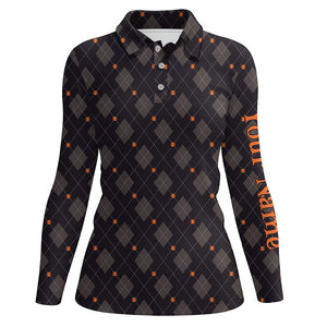 Halloween Black argyle pattern spider Womens golf polo shirts custom Ladies halloween golf shirts NQS8439