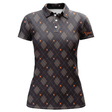 Load image into Gallery viewer, Halloween Black argyle pattern spider Womens golf polo shirts custom Ladies halloween golf shirts NQS8439