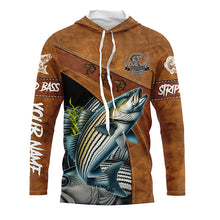 Load image into Gallery viewer, Striped bass fishing customized name performance long sleeve fishing shirts, striper fishing jerseys NQS2480