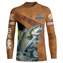 Load image into Gallery viewer, Striped bass fishing customized name performance long sleeve fishing shirts, striper fishing jerseys NQS2480