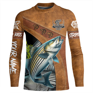 Striped bass fishing customized name performance long sleeve fishing shirts, striper fishing jerseys NQS2480