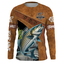 Load image into Gallery viewer, Striped bass fishing customized name performance long sleeve fishing shirts, striper fishing jerseys NQS2480