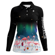 Load image into Gallery viewer, Funny Christmas Flamingo Women golf polo shirt custom ladies golf tops Flamingo Christmas golf gifts NQS8899