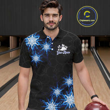 Load image into Gallery viewer, Blue snowflake black camo Christmas Bowling Shirts For Men custom bowling team jerseys, bowling gifts NQS11028