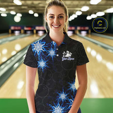 Load image into Gallery viewer, Blue snowflake black camo Christmas Bowling Shirt For Women custom bowling team jersey, bowling gifts NQS11028