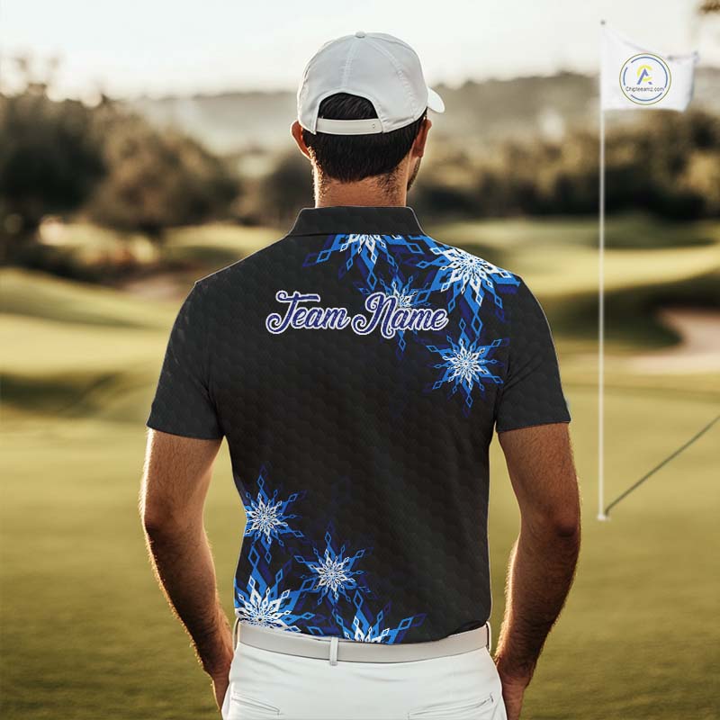 Blue snowflake black camo Christmas Golf Polo shirts For Men custom golf outfit men, best golf gifts NQS11029