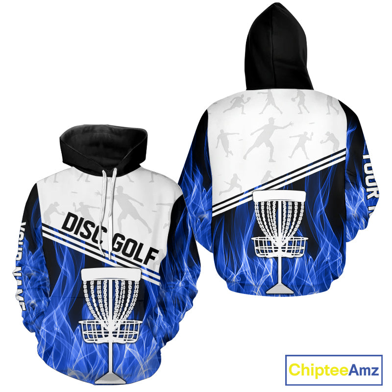 Blue Flame Disc Golf Hoodies, Polos, T-shirts custom disc golf jersey, personalized disc golf outfits NQS11230