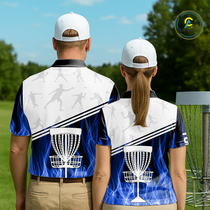 Blue Flame Disc Golf Hoodies, Polos, T-shirts custom disc golf jersey, personalized disc golf outfits NQS11230