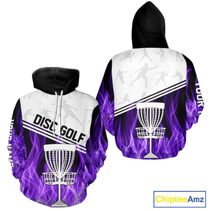Purple Flame Disc Golf Hoodies, Polos, T-shirts custom disc golf jersey, personalized disc golf outfits NQS11231