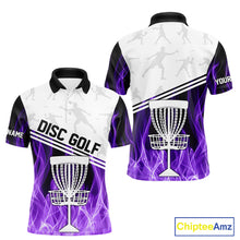 Load image into Gallery viewer, Purple Flame Disc Golf Hoodies, Polos, T-shirts custom disc golf jersey, personalized disc golf outfits NQS11231