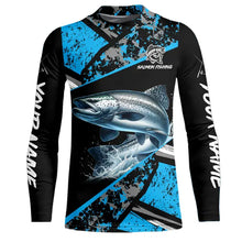 Load image into Gallery viewer, Chinook Salmon fishing Blue camo Long Sleeve Performance Fishing Shirt custom Salmon fishing jerseys NQS9347