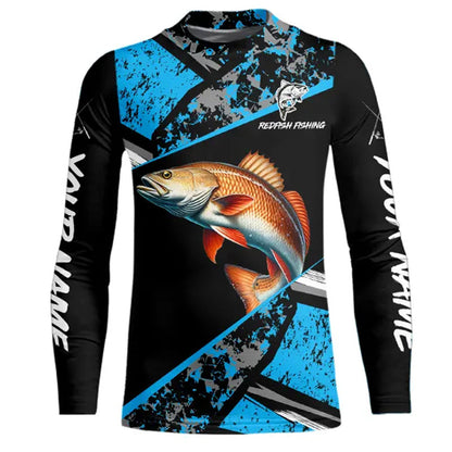 Redfish Drum fishing Blue camo Long Sleeve Performance Fishing Shirt custom Redfish fishing jerseys NQS9348